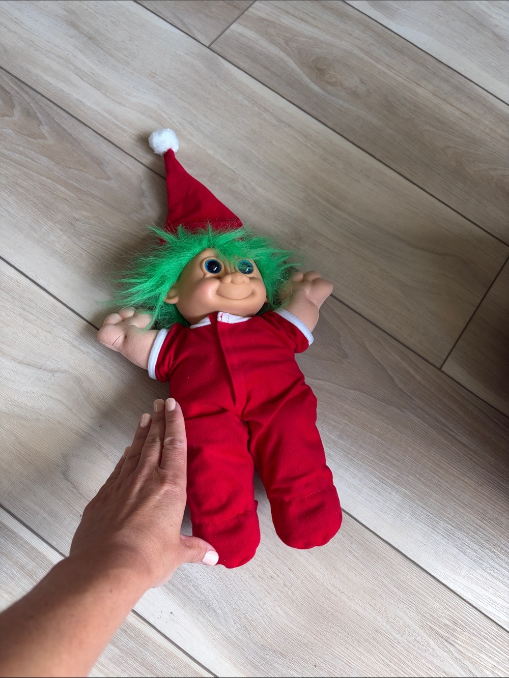 New Red Holiday Troll Plush Doll with Green Hair - Kids Toy